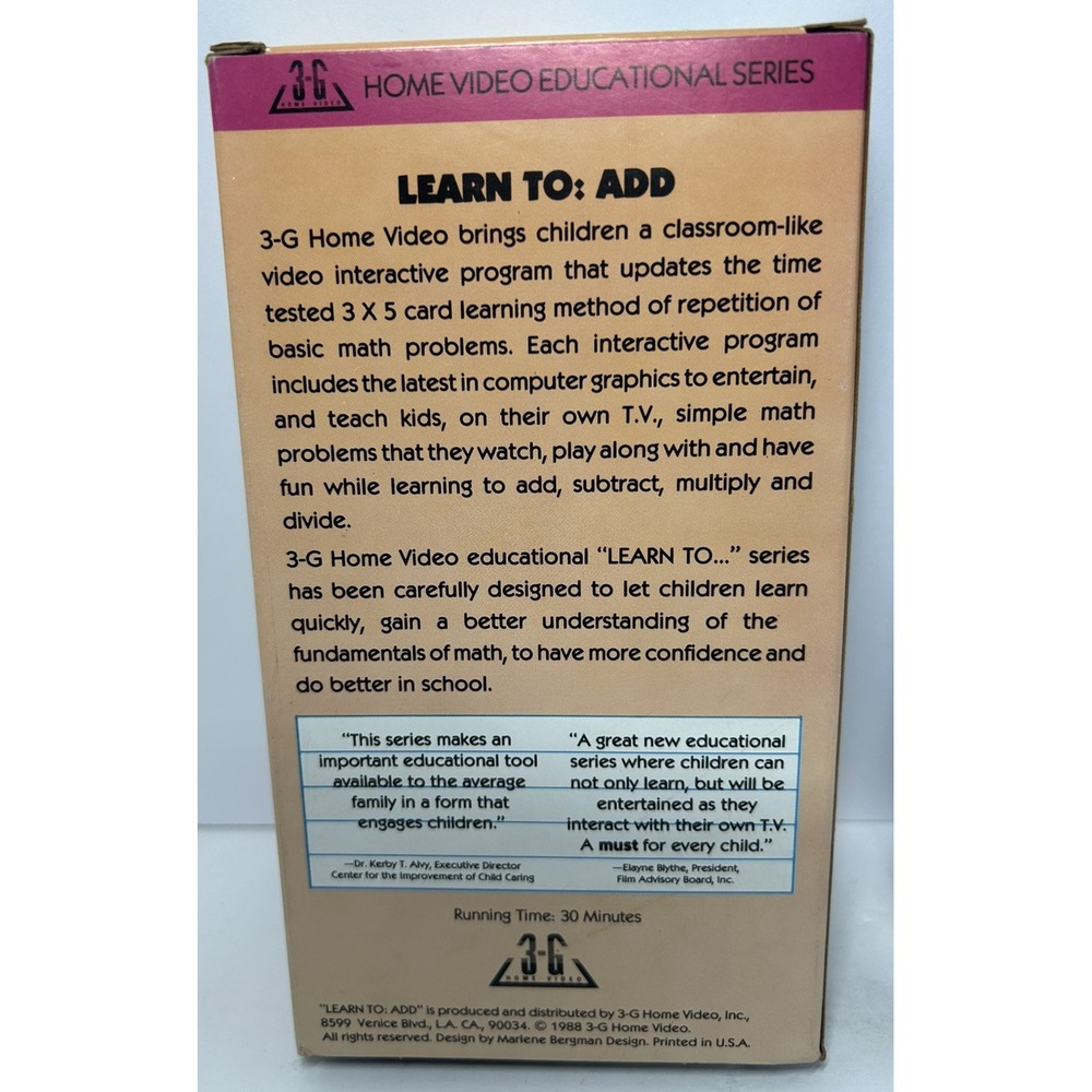 Learn To Add & Subtract Home Video Educational Series VHS Cassette Tape - Picture 3 of 10